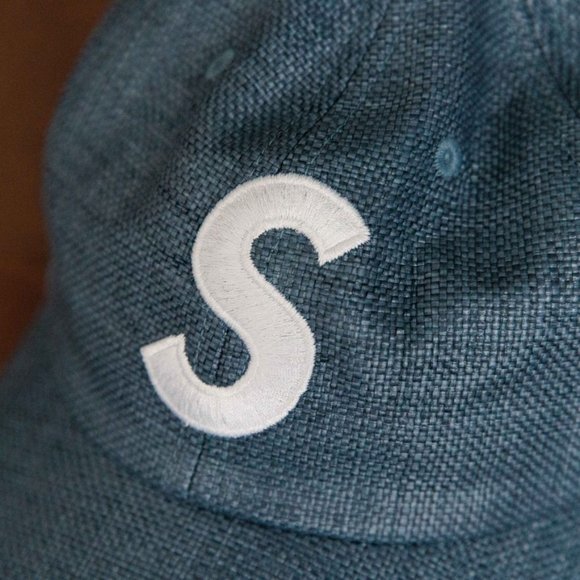Supreme blue Raffia woven S-Logo leather strap back hat Summer 2022 deadstock - Picture 4 of 5
